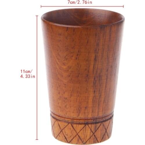 1Pc Vintage Handmade Wooden Tea Drinking Cup Milk Beer Coffee Mug Wood Glass
