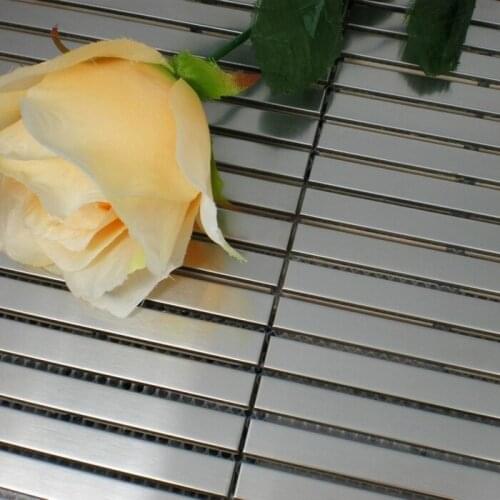 10*148mm silver strip stainless steel metal tile house renovation kitchen backsplash bathroom shower tiles hallway 12x12"