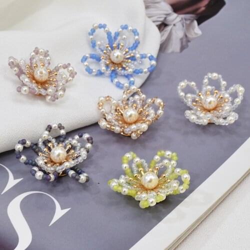 10pc Crystal Handmade Beaded Clothes Patch Diy 3d Flower Embroidered Patches Sew On Wedding Garments Hats Shoes Buttons Applique