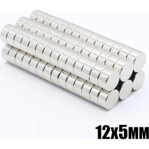 100Pcs 12 x 5 mm Wholesale 12x5 Disc Round Cylinder Strong Rare Earth Neodymium permanent Magnets 12*5 NEW Art Craft Connection