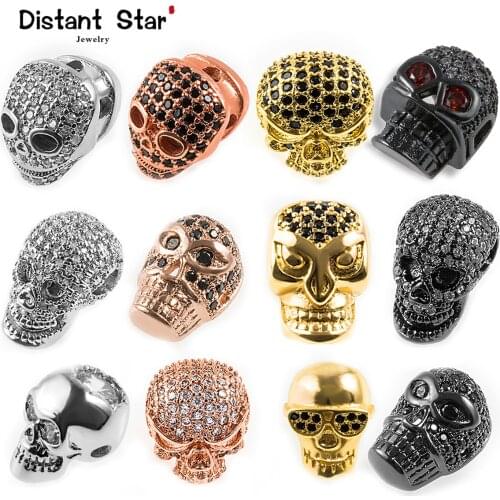 12.5*9.8/11.7*9mm High Quality Micro Pave zircon Skull Bracelet Beads For Jewelry Making DIY Handmade Bracelet