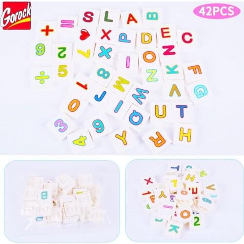GOROCK 42PCS A-Z Letters Numbers Large Particles Building Block Toy Large Size DIY Educational Brick Toy Compatible With Duploe