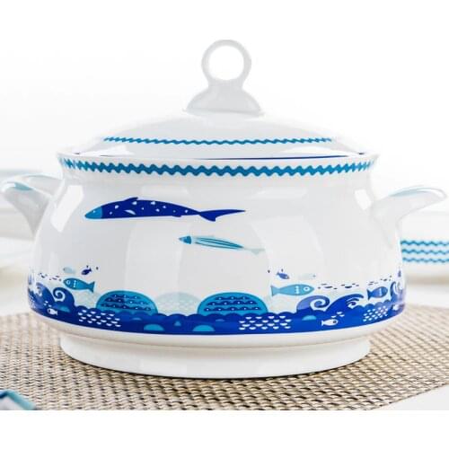 9 inch, bone china tureen for dinner serve, porcelain food warmer container for buffet soup, ceramic serving bowls, thermal food