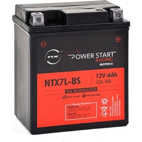 NX NTX7L-BS battery for moto 12V 6Ah rechargeable. Compatible with YTX7L-BS. Battery 12V moto