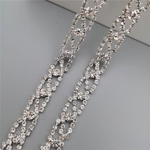 Rhinestone Crystal Chain Bling Diamante Tape Diamond Trim Ribbon Necklace Applique Gem Sparkle Wedding Dress 0.47" Width