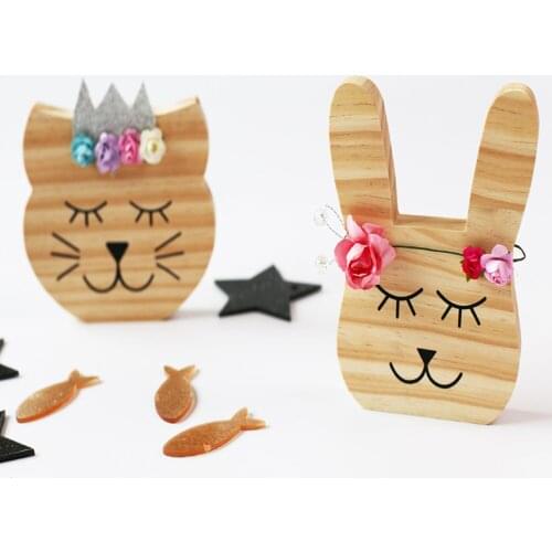 INS Nordic Style Kids Bedroom Solid Wood Animal Decor Children Room Children Store Photography Props Home Ornaments