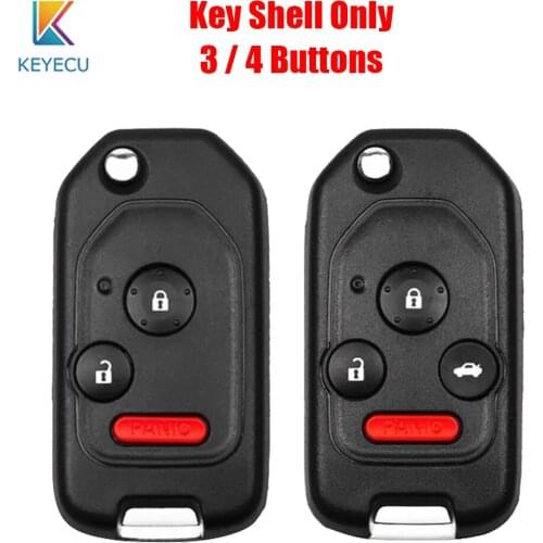 Keyecu Modified 3/4 Buttons Flip Remote Car Key Case for Honda Accord Pilot CR-V Civic Insight Ridgeline 2003-2013 Key Shell