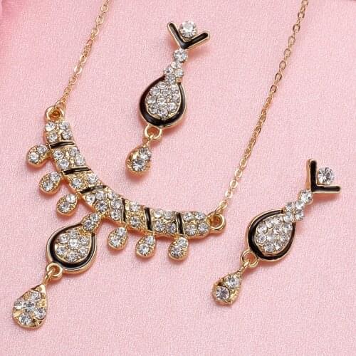 Trendy Bridal Jewelry Sets Sparkling Rhinestone Crystal Statement Choker Necklace Earrings Set Wedding Jewelry Set Women Gifts