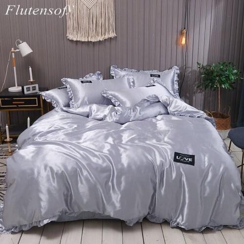 Luxury Style Solid Color Washed Silk Bedspread Bedding Set Bedclothes Double Queen King Duver Cover Bed Linens Sheet Quilt Cover
