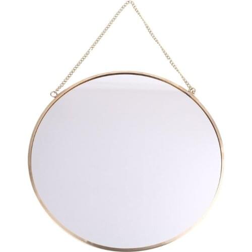 Nordic Round Wall Hanging Mirror Gold Dressing Table Makeup Mirrors Bathroom Bedroom Decoration Supplies C1FF