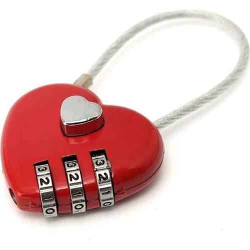 Mini Cute Resetable Combination Padlock Heart Lock 3 Digits Security Small Suitcase Padlock For Luggage Backpack