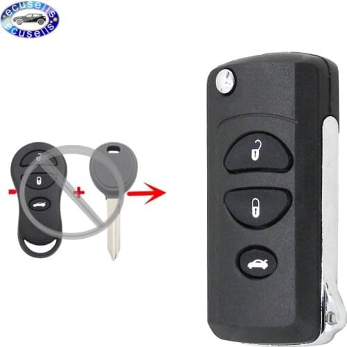 Modified Folding Flip Remote Key Shell 3 Button Key Case Fob Uncut Key FOR Chrysler
