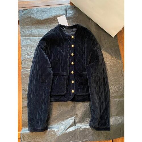 Fashion 2021AW Autumn New Women Causal Velvet Padded Jacket Female Luxury Coat Overcoat Rmsx 6.28