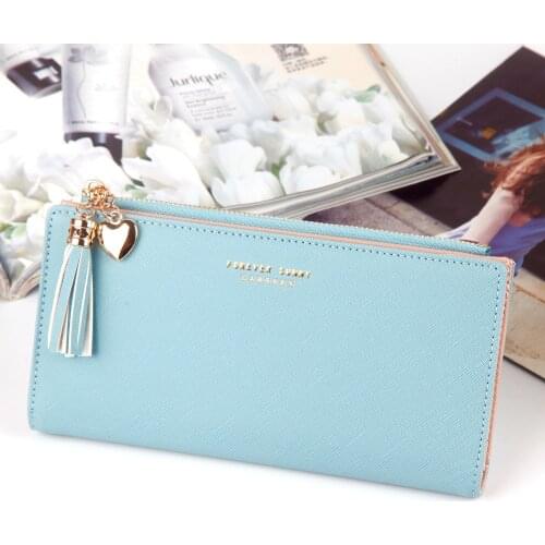 Fashionable Women Long Wallets Multi-card Position Button Clutch Purse Women Pull Tassel Chain Mobile Phone Bag Wallet
