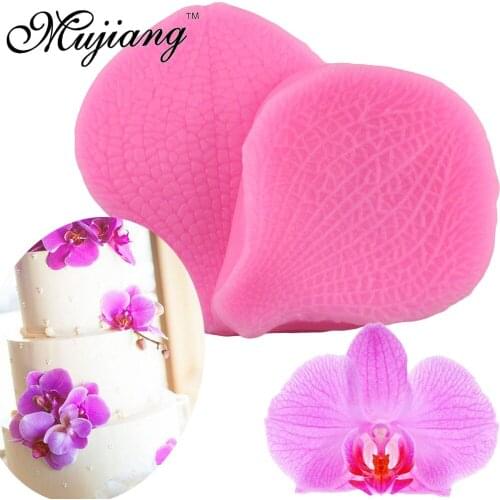 Mujiang 2 Pcs /Set Phalaenopsis Flower Petal Silicone Cake Mold 3D Fondant Cake Decorating Tools Chocolate Candy Clay Moulds