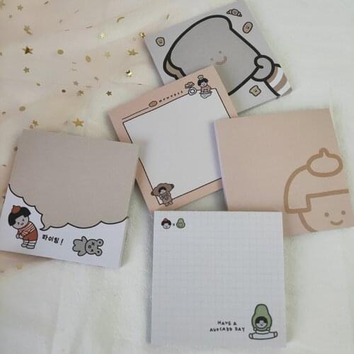 Cartoon Girl Bread Cute Memo Pads Student Message Notes Paper Creative School Supplies Notebook Notepad Agenda Kawaii Stationery