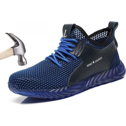 Mens Safety Shoes Steel Toe Work Boots Sneakers Breathable Casual Fashion Safty Working Men Shoes Anti-smashing Puncture-Proof