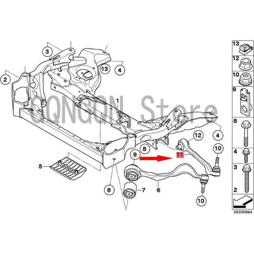 CAR Lower swing arm Left side bm wE90 320D M47N2 E90 320I N46 E90 325I Lower support arm Lower suspension arm Lower swing arm
