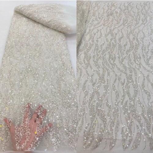 New Sequin and beads Embroidery ZH-3888821 French Tulle African Lace Fabric New High Quality Nigerian Women Wedding Materials