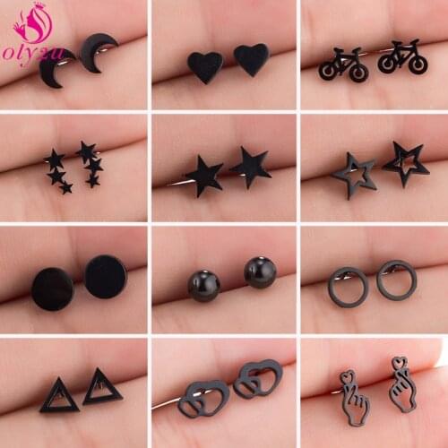New Fashion Shiny Stainless Steel Star Moon Earrings High Quality Womens Earrings Korean Jewelry 2020 Trend New Year Gifts Kpop
