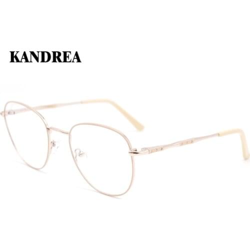 KANDREA Metal Oversized Glasses Women Frame Round Clear Lens Computer Eyewear Optical Eyeglasses 2021 Fashion Female Spectacles