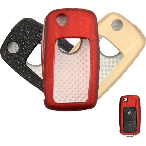 OkeyTech TPU Car Key Case Cover Bag Protector For VW Passat Seat Ibiza Golf Jetta Bora Polo Passat B5 Tiguan Auto 2 Buttons