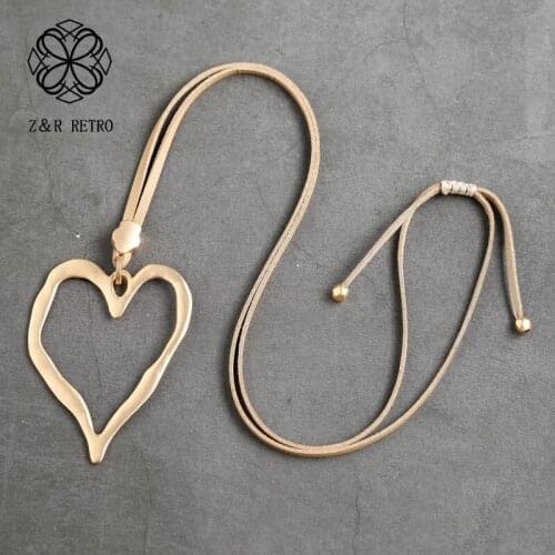 Heart Necklace & Pendant Rope Chain Gold Necklace Handmade Jewelry For Women Trendy Suspension Decoration Accessories Wholesale
