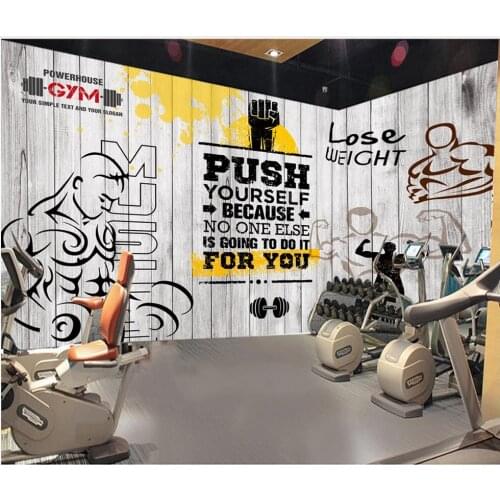 Custom photo wallpaper for walls 3 d murals Gym mural retro wooden board sports fitness club image wall background wall papers