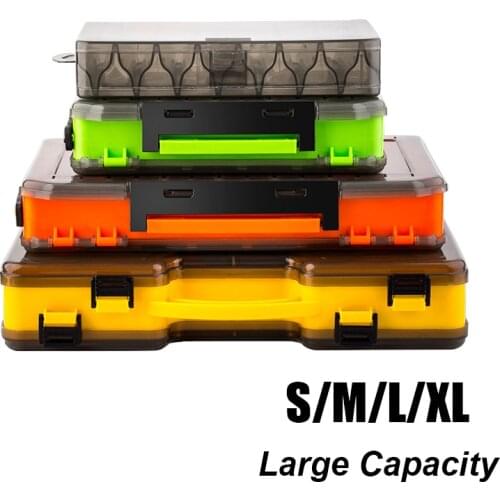 Portable Fishing Tackle Box Double-decker Large Capacity Fishing Gear Bait Lure Hook Tool Accessories Storage Box 4 Sizes