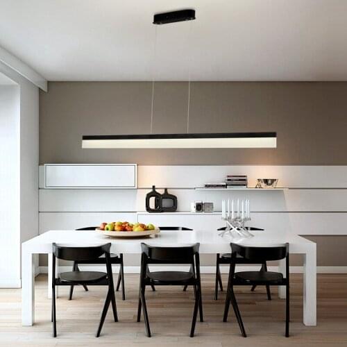 Study office modern LED hanging pendant lamp rectangle Suspended Pendant light fixtures straight acrylic lampshade living room