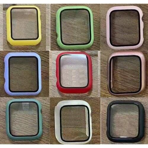 Glass+case for Apple Watch Series 3 2 1 38/42MM Screen Protector film for iWatch 4/5/6 40/44MM for apple watch screen protector