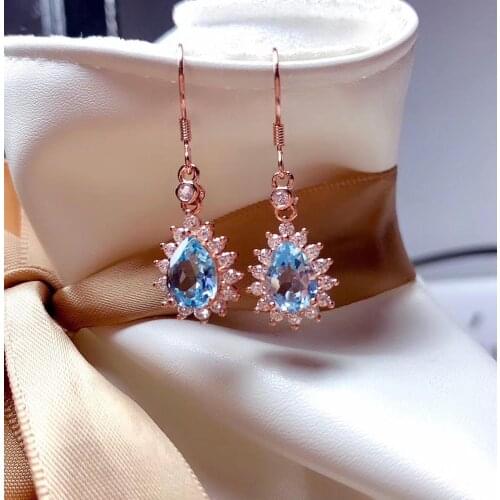 Natural And Real Topaz gemstone earrings S925 silver earrings women fashion earrings New year gift