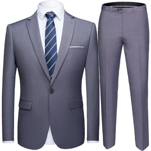 Groom Wedding Dress Blazer Pants 2 Piece Set / Male Business High End Classic Dress Suit Trousers Casual Banquet Jacket Coat