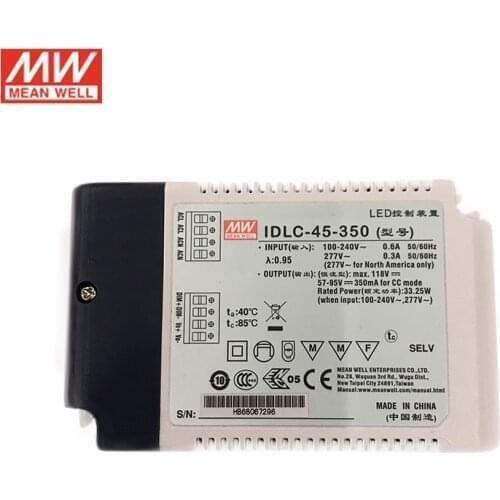 MEAN WELL IDLC-45-700 45W 38-64V 700mA Dimming LED Driver Flicker free Constant Current Dimmable LED Power Supply