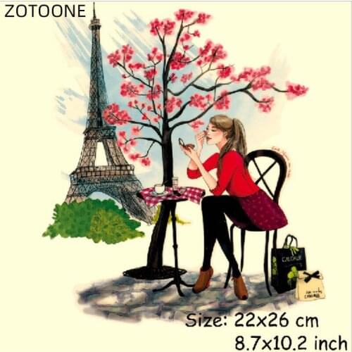 ZOTOONE Fashion Paris Girl Patch Thermo Transfers Flower Tree Stickers Iron on Patches for Kids Girls Appliques for Clothing F