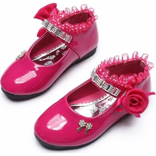 CMSOLO Shoes For Girls Chic New Princess Crystal Cute Girl Patent Leather Shoe Kids Casual Corfortable Simple Shoes For Girls