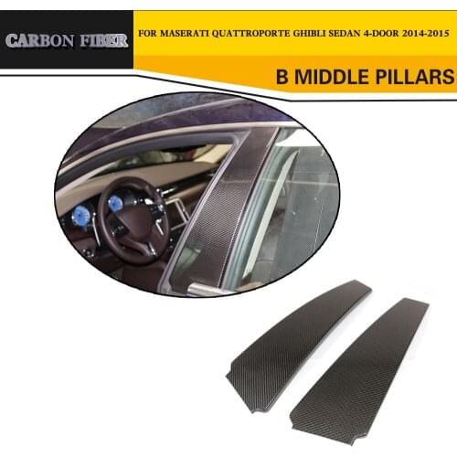 Carbon fiber side door pillars fender trims carbon stickers for Maserati Quattroporte Ghibli 2014 2015