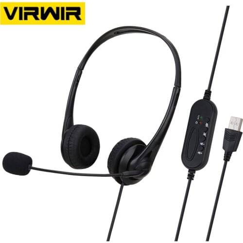 USB Headset With Microphone Noise Cancelling Computer PC Headset Lightweight Wired Headphones For PC /Laptop/Mac/ School/Kids