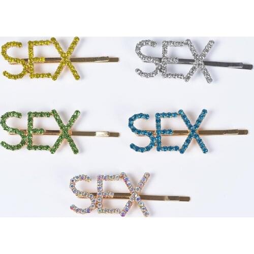 Luxury Rhinestone Crystal Letter SEX Hairpins Women ZA Jewelry Elegant Long Hair Clips Girls Headwear Fashion Pearl Hairpins