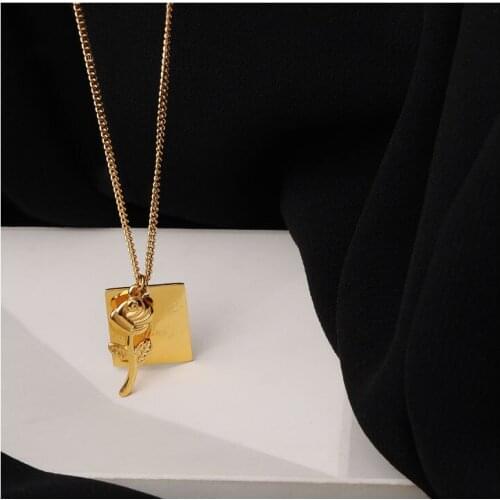 Titanium With 18K Gold Geo Floral Necklace Women Stainless Steel Jewelry Runway Gown Hiphop Rare Glam Japan Korean Fashion