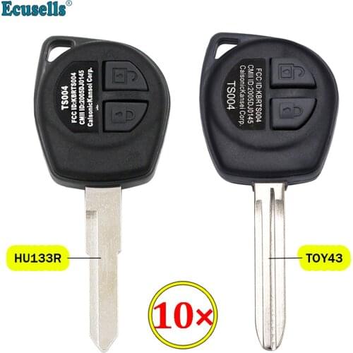 10PCS/LOT 2 Button Remote Key Shell Case Fob for Suzuki SX4 Swift Alto Ignis Splash Wagon with Uncut HU133 or TOY43 Blade