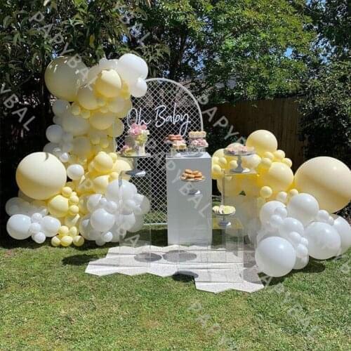 176pcs White Yellow Pearl Latex Ballons Arch Garland Kits Party Decoration Globos Set Pastel Color Baby Shower Wedding Birthday