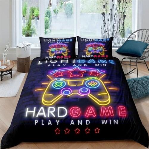 2/3 Pcs Gamer Duvet Cover Set Bedding Gamepad Queen King Kids Boys Girls Bed Set Game Quilt Cover Comforter Cover Bedding Set