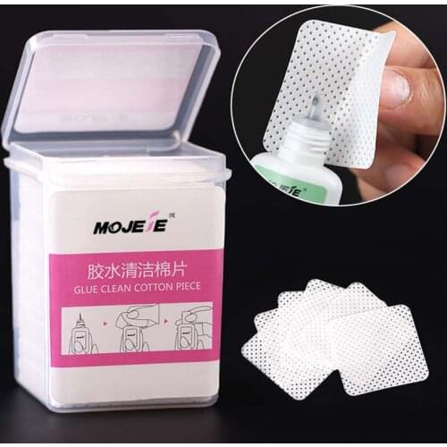 200pcs Lint-Free Paper Cotton Wipes Eyelash Glue Remover wipe the mouth of the glue bottle prevent clogging glue Cleaner Pads