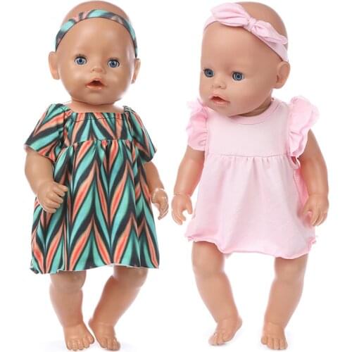2020 New Headdress flower+dress Doll clothes Fit For 43cm/17inch baby Doll Reborn Babies Clothes And 17inch Doll Accessories