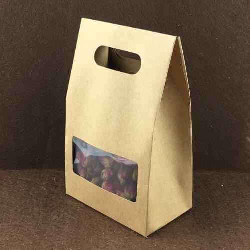 24pcs 16*10*6cm Dry food Packaging Paper Box with Handle, Small Snack Paper Bags for Party tour Shopping