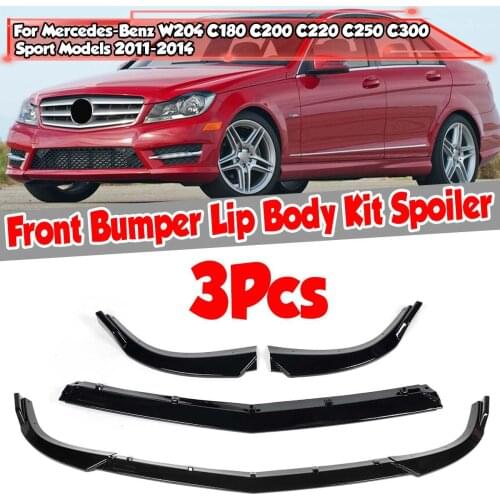 3piece W204 Car Front Bumper Splitter Lip Spoiler Diffuser For Mercedes For Benz C CLASS W204 C180 C200 C220 C250 C300 2011-2014