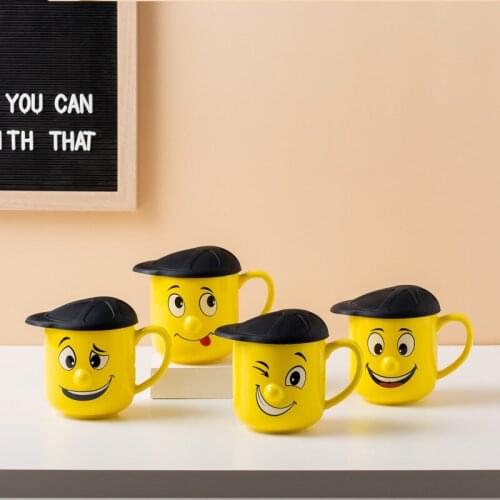 3D 3D Cute Expression Cup Coffee Cup Cartoon Ceramic Cup Mark Cup Milk Cup Childrens Cup Office Home School Couple
