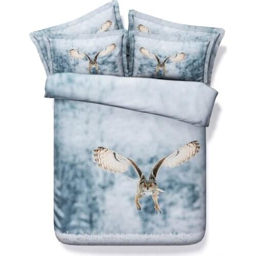 4PCS/Set/Lot Queen Owl bedding set 3D quilt duvet cover adult for twin bed sheet bedspreads kids California king designer brand