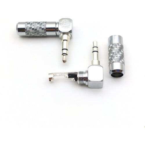 40pcs Copper Rhodium Plated Carbon Fiber 3.5mm Male Plug soldering for 6mm cable New